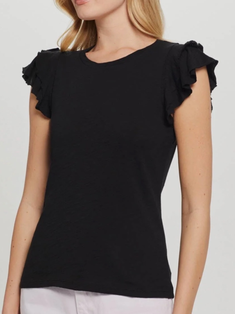 Goldie Lewinter Smocked Tee Ruffle Sleeve size large